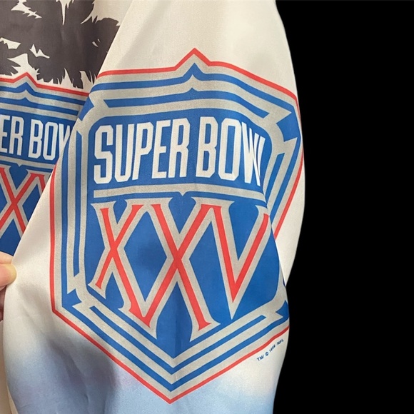 Vintage 1991 Chalk Line Super Bowl XXV Silver Anniversary Satin Jacket L Rare - Picture 3 of 7